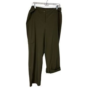 Chicos Zenergy Adj Roll Up Straight Leg Pants Olive Green Size 16 (measured)